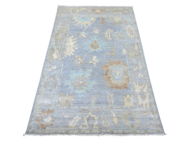 3'10" x 5'11" New Hand Knotted Grey Wool Rectangle Oriental Rug - MOA10222671
