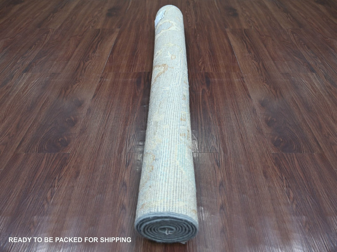 3'10" x 5'11" New Hand Knotted Grey Wool Rectangle Oriental Rug - MOA10222671
