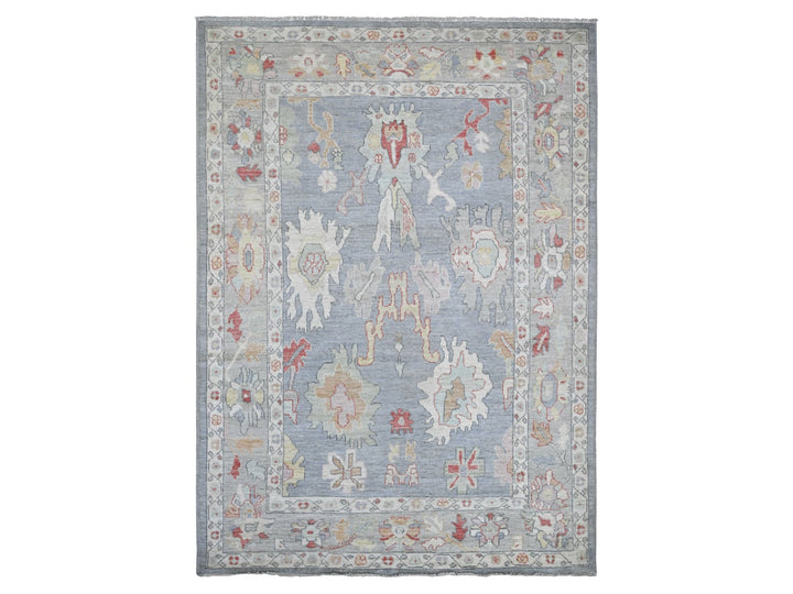 6'5" x 8'11" New Hand Knotted Grey Wool Rectangle Oriental Rug - MOA10222673
