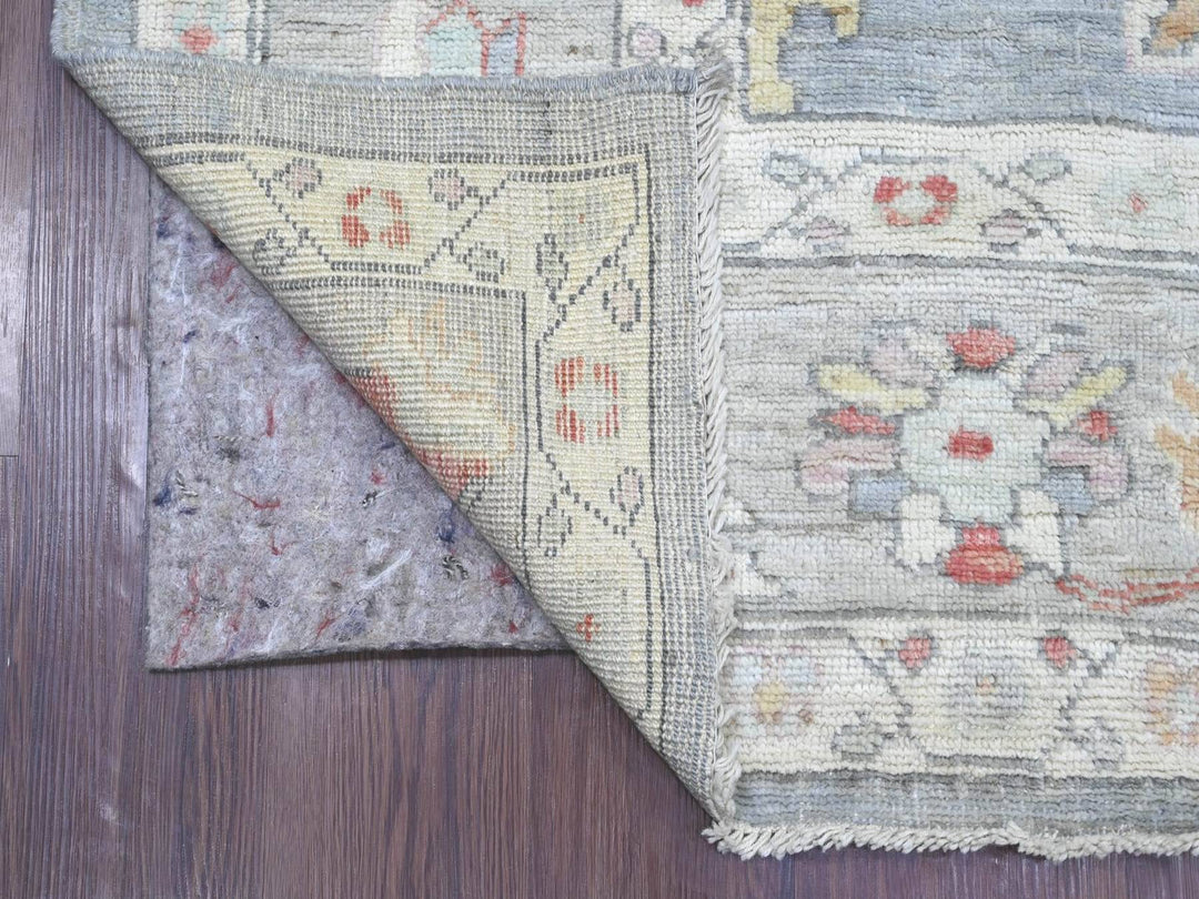6'5" x 8'11" New Hand Knotted Grey Wool Rectangle Oriental Rug - MOA10222673