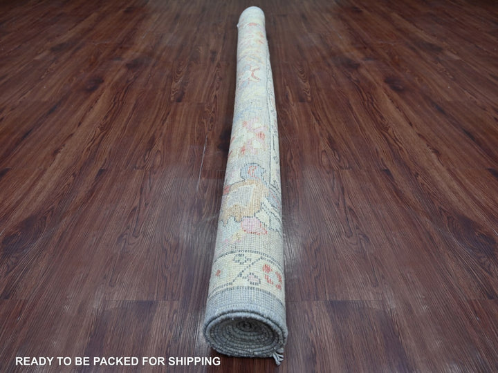 6'5" x 8'11" New Hand Knotted Grey Wool Rectangle Oriental Rug - MOA10222673