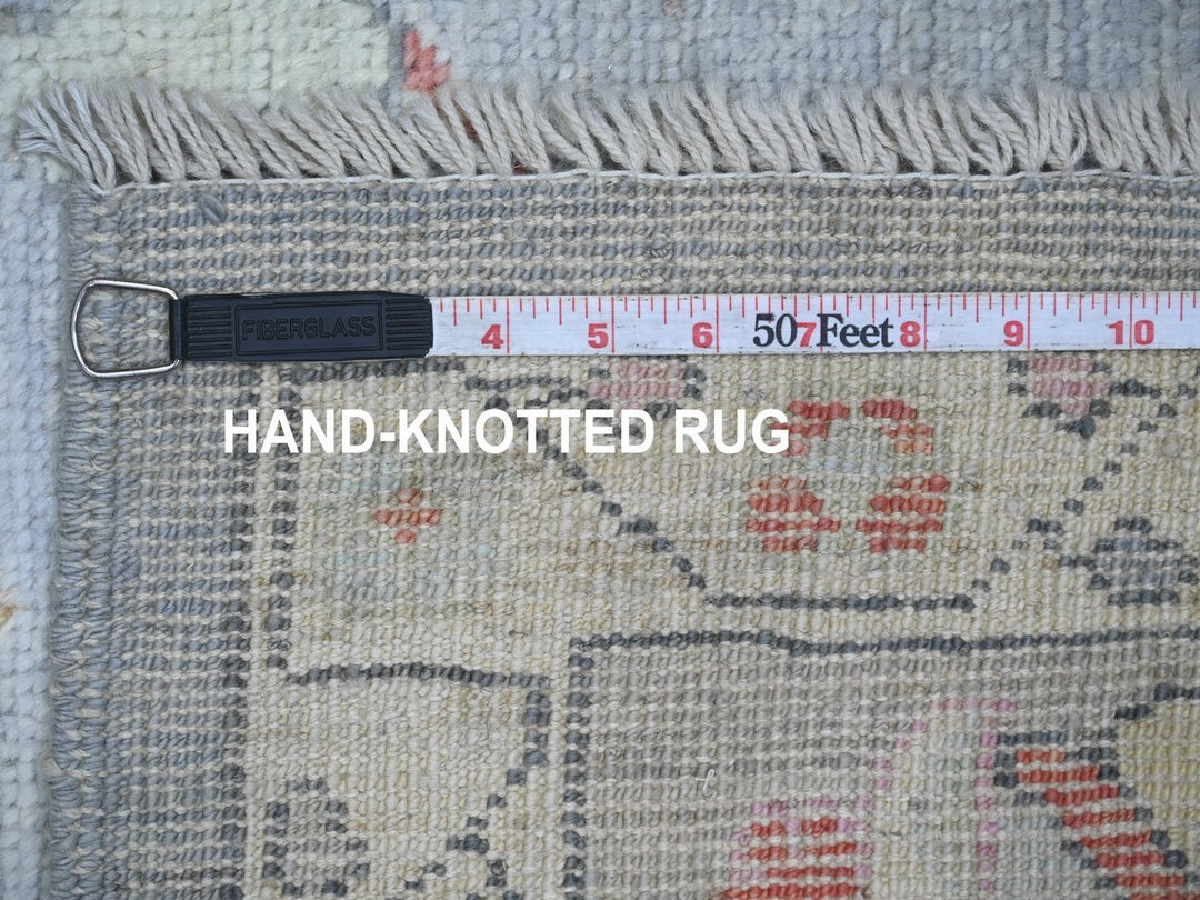 6'5" x 8'11" New Hand Knotted Grey Wool Rectangle Oriental Rug - MOA10222673