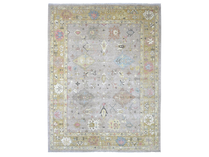 9'3" x 12'2" New Hand Knotted Grey Wool Rectangle Oriental Rug - MOA10222675