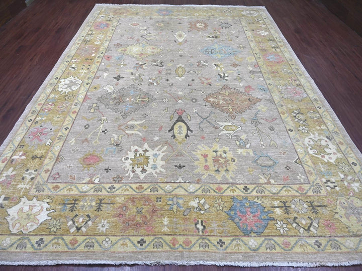 9'3" x 12'2" New Hand Knotted Grey Wool Rectangle Oriental Rug - MOA10222675