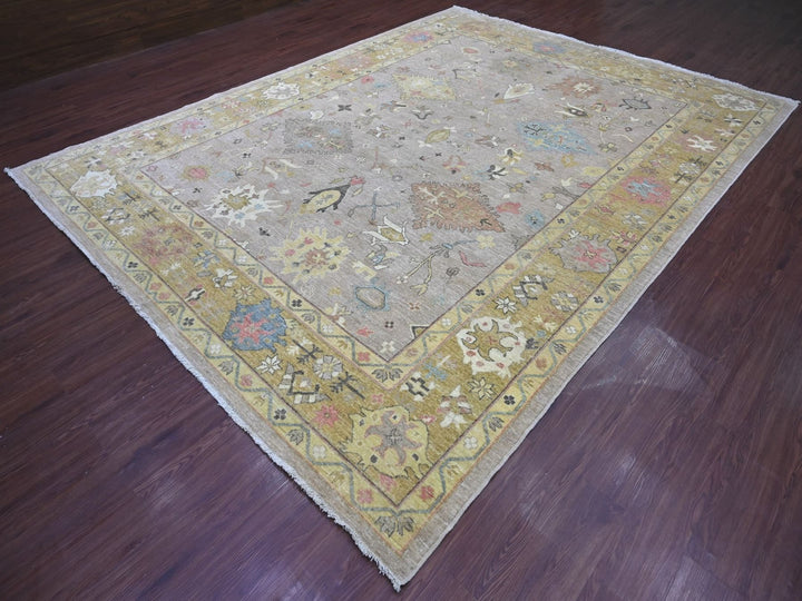 9'3" x 12'2" New Hand Knotted Grey Wool Rectangle Oriental Rug - MOA10222675