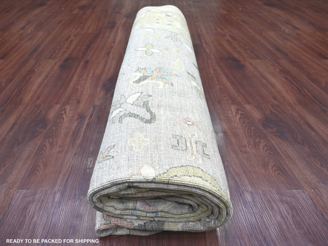 9'3" x 12'2" New Hand Knotted Grey Wool Rectangle Oriental Rug - MOA10222675
