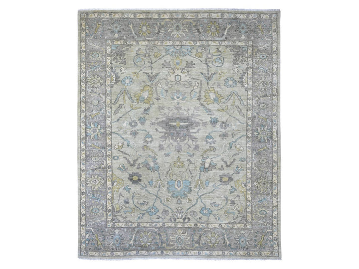 8'0" x 9'8" New Hand Knotted Green Wool Rectangle Oriental Rug - MOA10222677