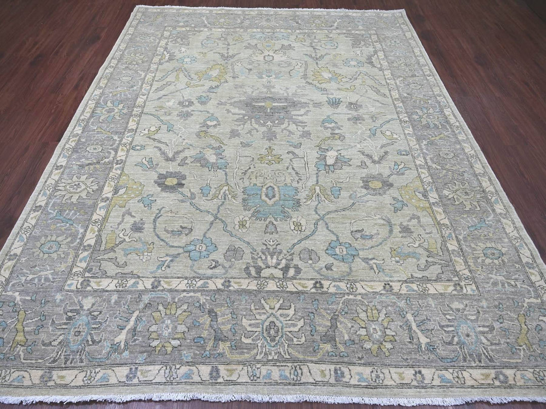 8'0" x 9'8" New Hand Knotted Green Wool Rectangle Oriental Rug - MOA10222677