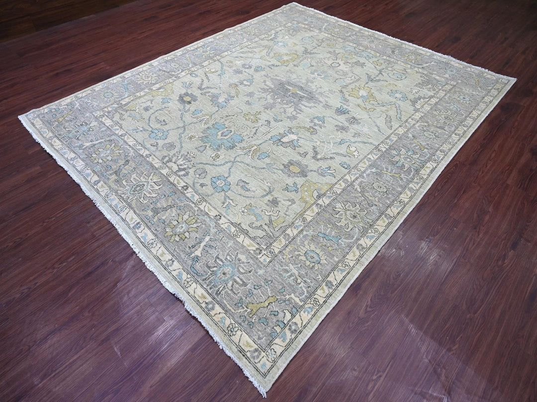 8'0" x 9'8" New Hand Knotted Green Wool Rectangle Oriental Rug - MOA10222677