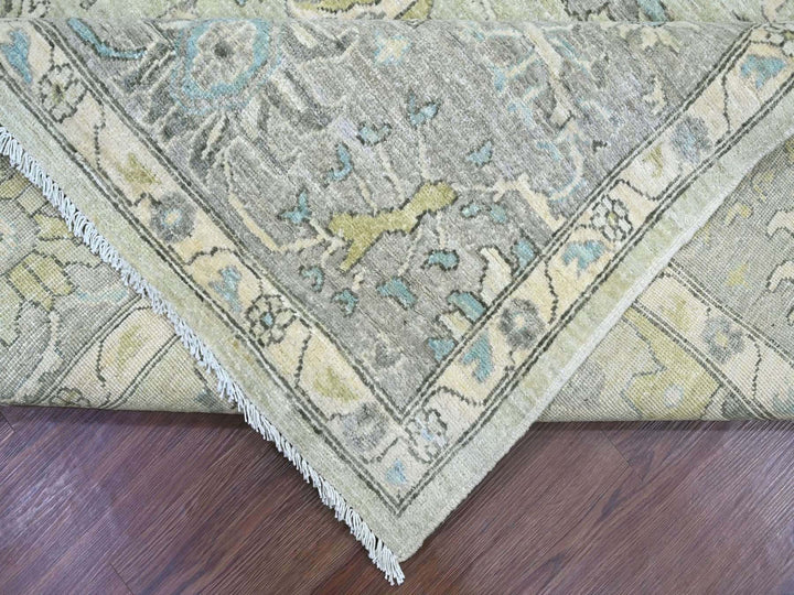 8'0" x 9'8" New Hand Knotted Green Wool Rectangle Oriental Rug - MOA10222677