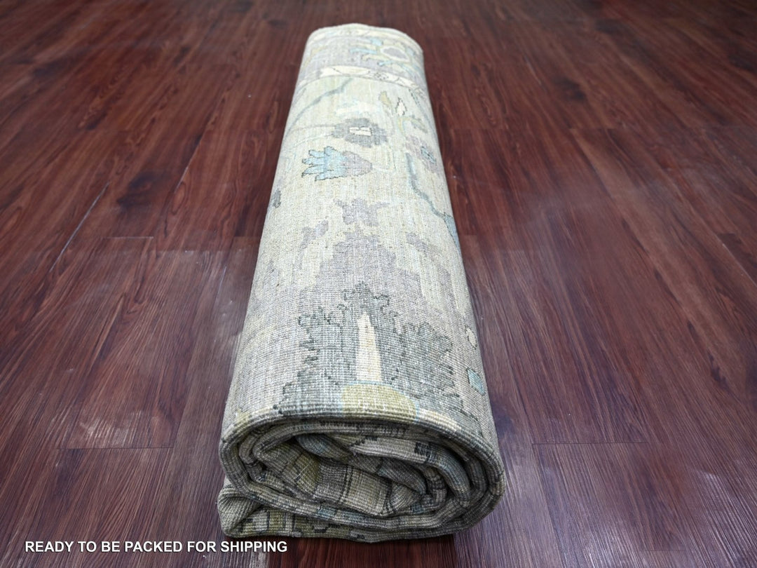 8'0" x 9'8" New Hand Knotted Green Wool Rectangle Oriental Rug - MOA10222677