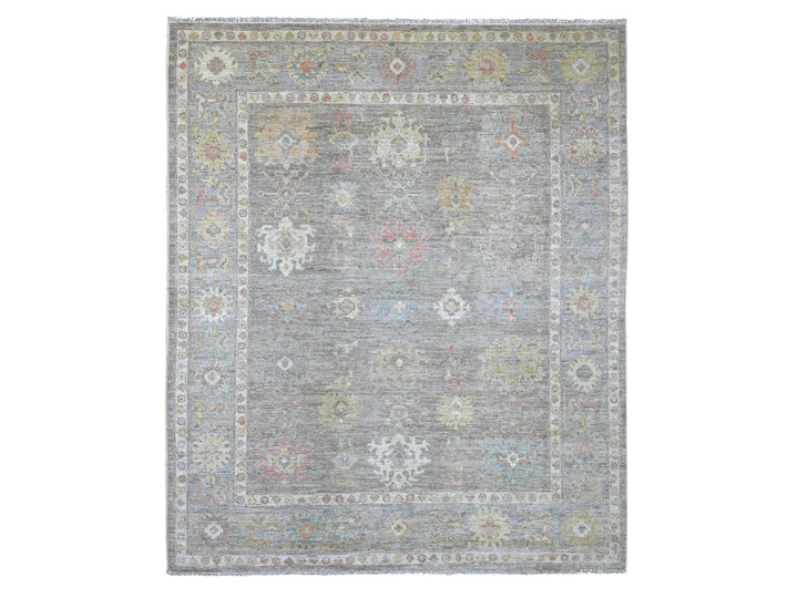 7'11" x 9'4" New Hand Knotted Brown Wool Rectangle Oriental Rug - MOA10222679