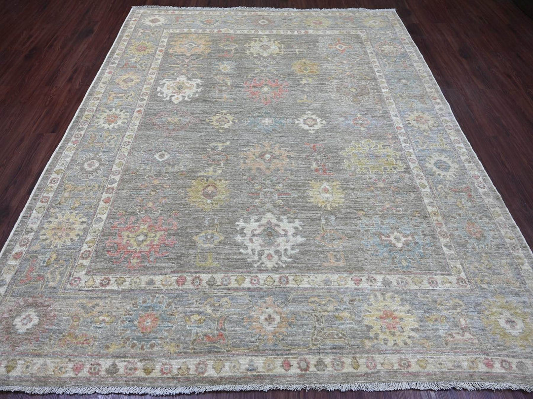 7'11" x 9'4" New Hand Knotted Brown Wool Rectangle Oriental Rug - MOA10222679