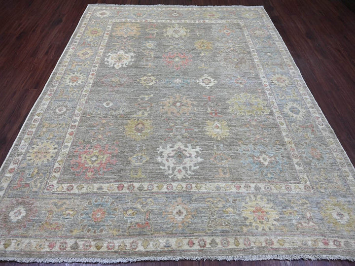 7'11" x 9'4" New Hand Knotted Brown Wool Rectangle Oriental Rug - MOA10222679