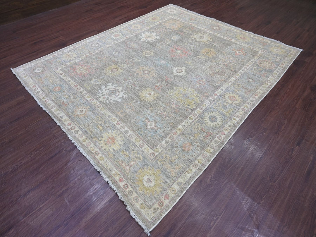 7'11" x 9'4" New Hand Knotted Brown Wool Rectangle Oriental Rug - MOA10222679