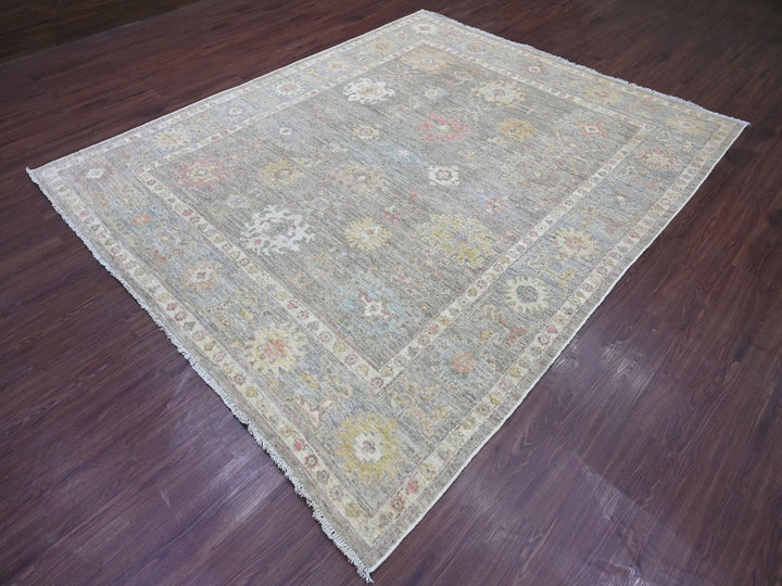 7'11" x 9'4" New Hand Knotted Brown Wool Rectangle Oriental Rug - MOA10222679