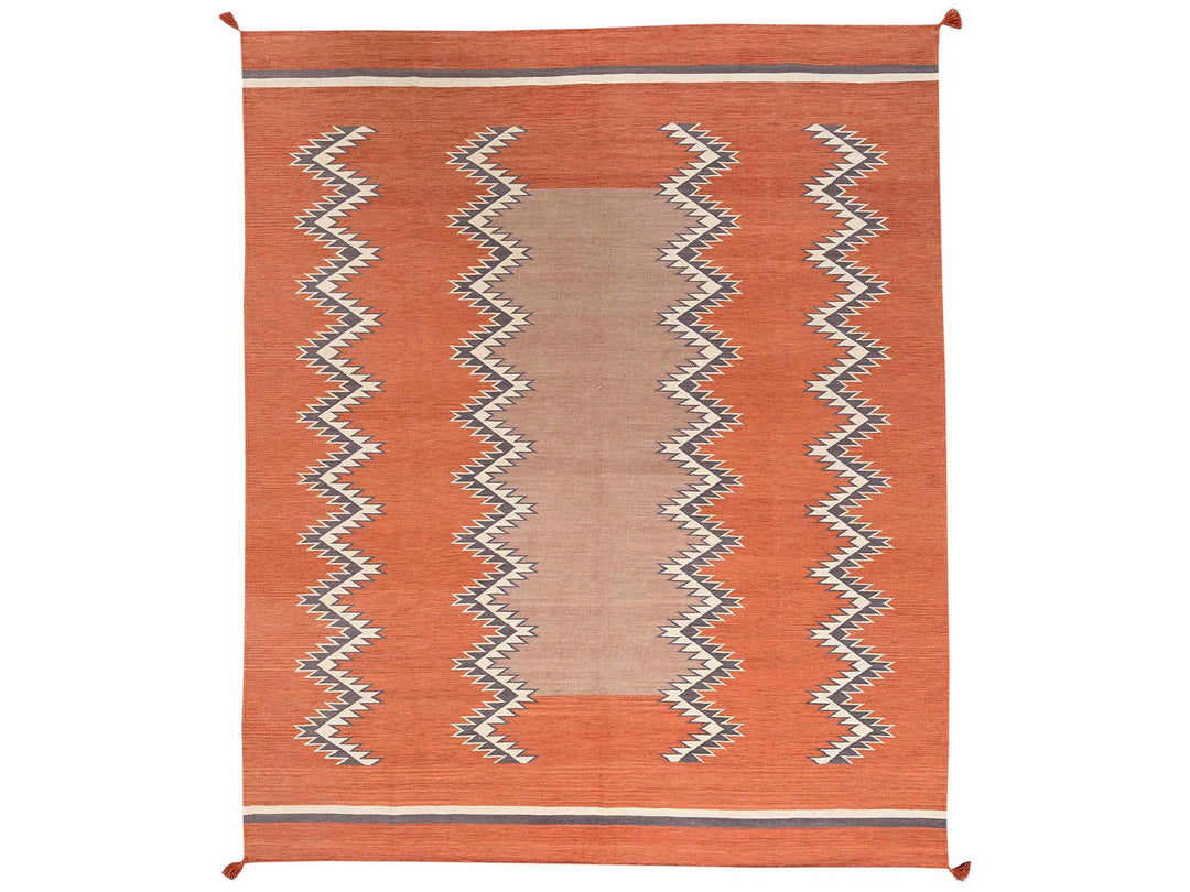 8'2" x 9'11" New Hand Woven Orange Wool Rectangle Oriental Rug - MOA1022267