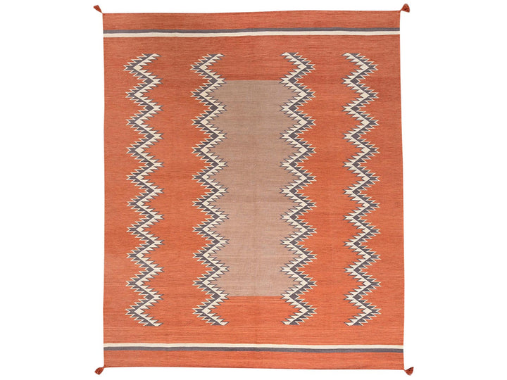 8'2" x 9'11" New Hand Woven Orange Wool Rectangle Oriental Rug - MOA1022267