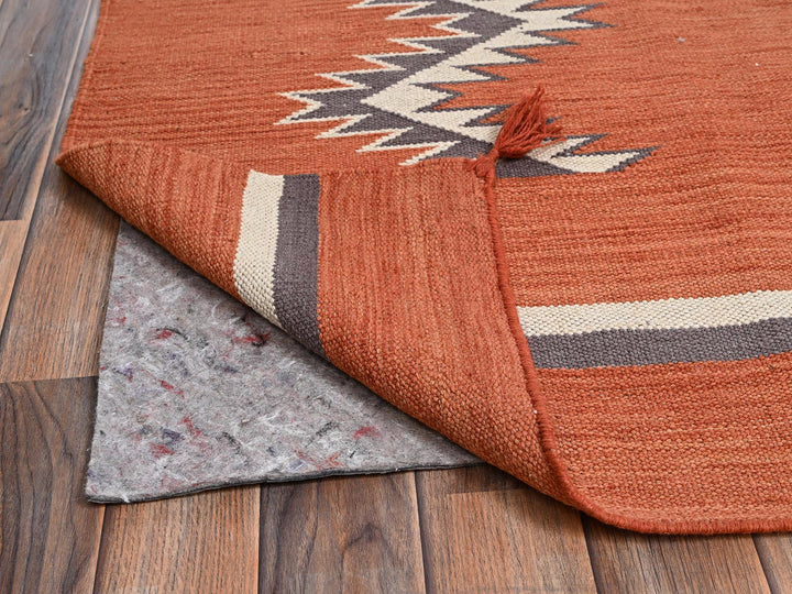 8'2" x 9'11" New Hand Woven Orange Wool Rectangle Oriental Rug - MOA1022267