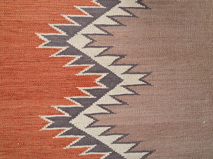 8'2" x 9'11" New Hand Woven Orange Wool Rectangle Oriental Rug - MOA1022267