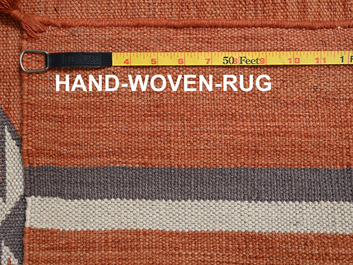 8'2" x 9'11" New Hand Woven Orange Wool Rectangle Oriental Rug - MOA1022267