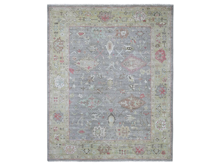 7'10" x 9'8" New Hand Knotted Grey Wool Rectangle Oriental Rug - MOA10222680
