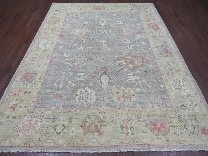 7'10" x 9'8" New Hand Knotted Grey Wool Rectangle Oriental Rug - MOA10222680