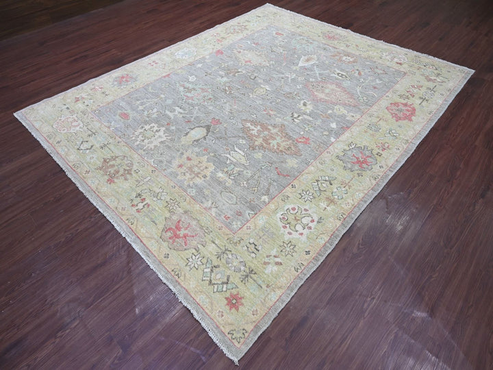 7'10" x 9'8" New Hand Knotted Grey Wool Rectangle Oriental Rug - MOA10222680