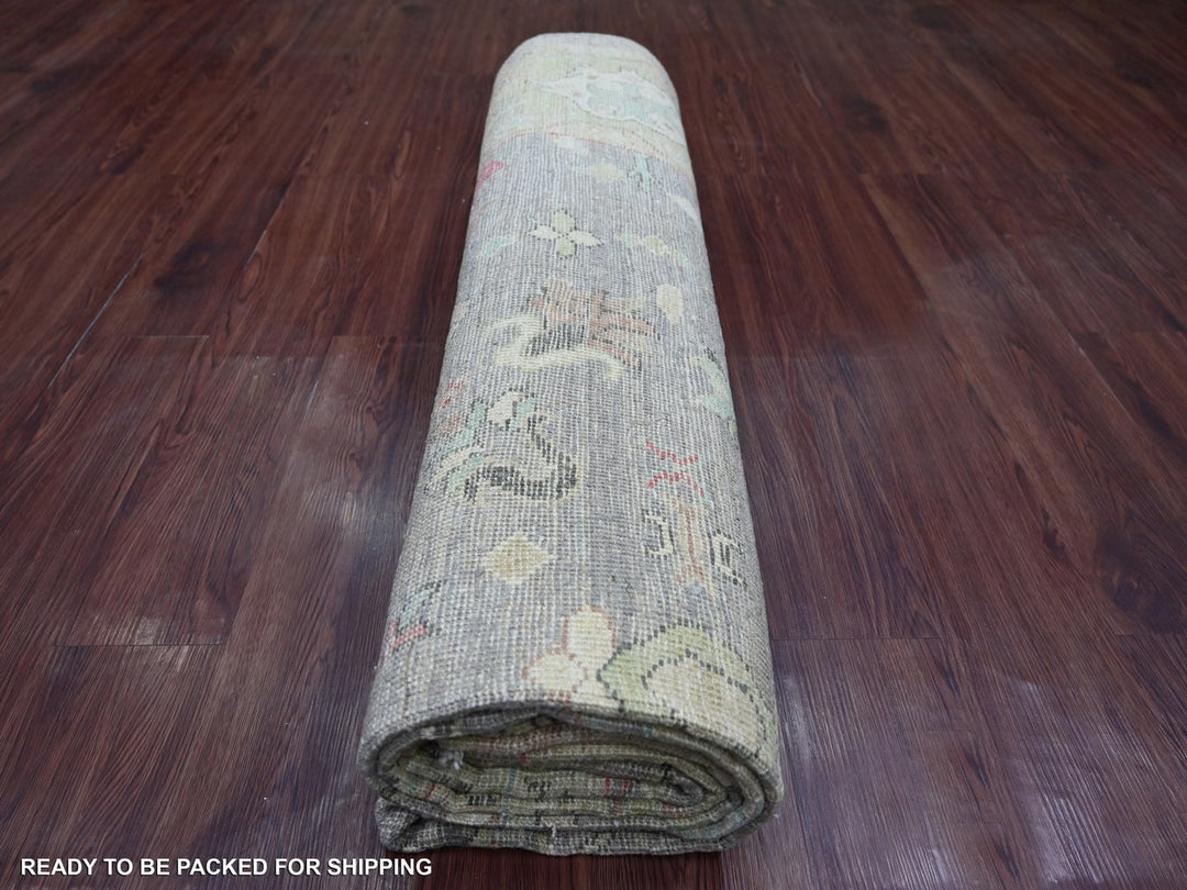 7'10" x 9'8" New Hand Knotted Grey Wool Rectangle Oriental Rug - MOA10222680