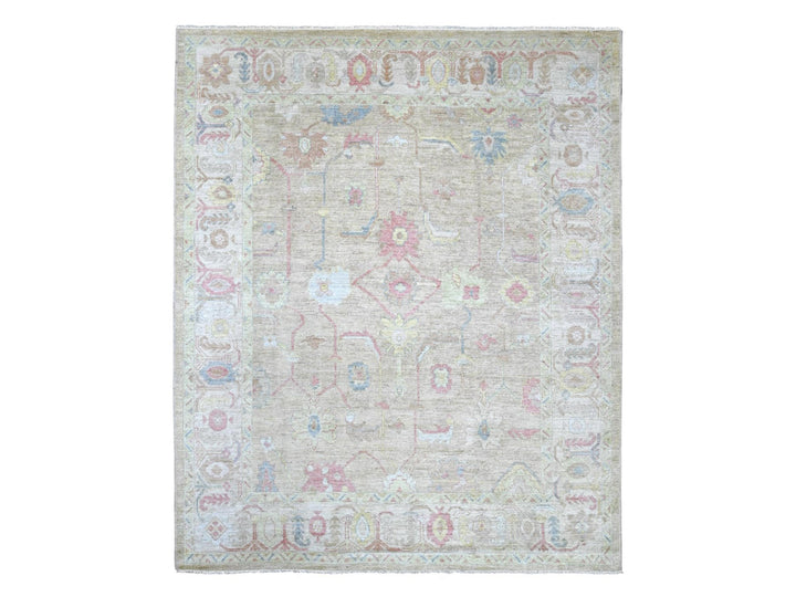 7'11" x 9'6" New Hand Knotted Green Wool Rectangle Oriental Rug - MOA10222681