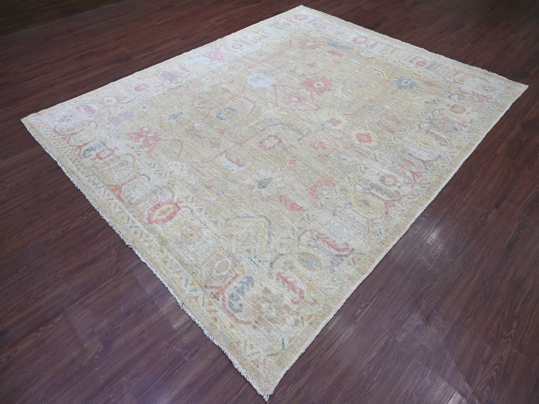 7'11" x 9'6" New Hand Knotted Green Wool Rectangle Oriental Rug - MOA10222681