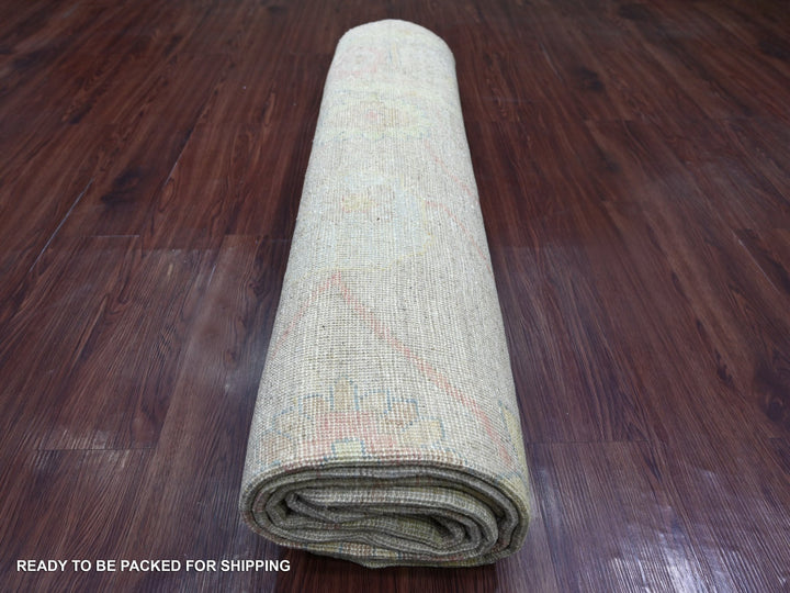 7'11" x 9'6" New Hand Knotted Green Wool Rectangle Oriental Rug - MOA10222681
