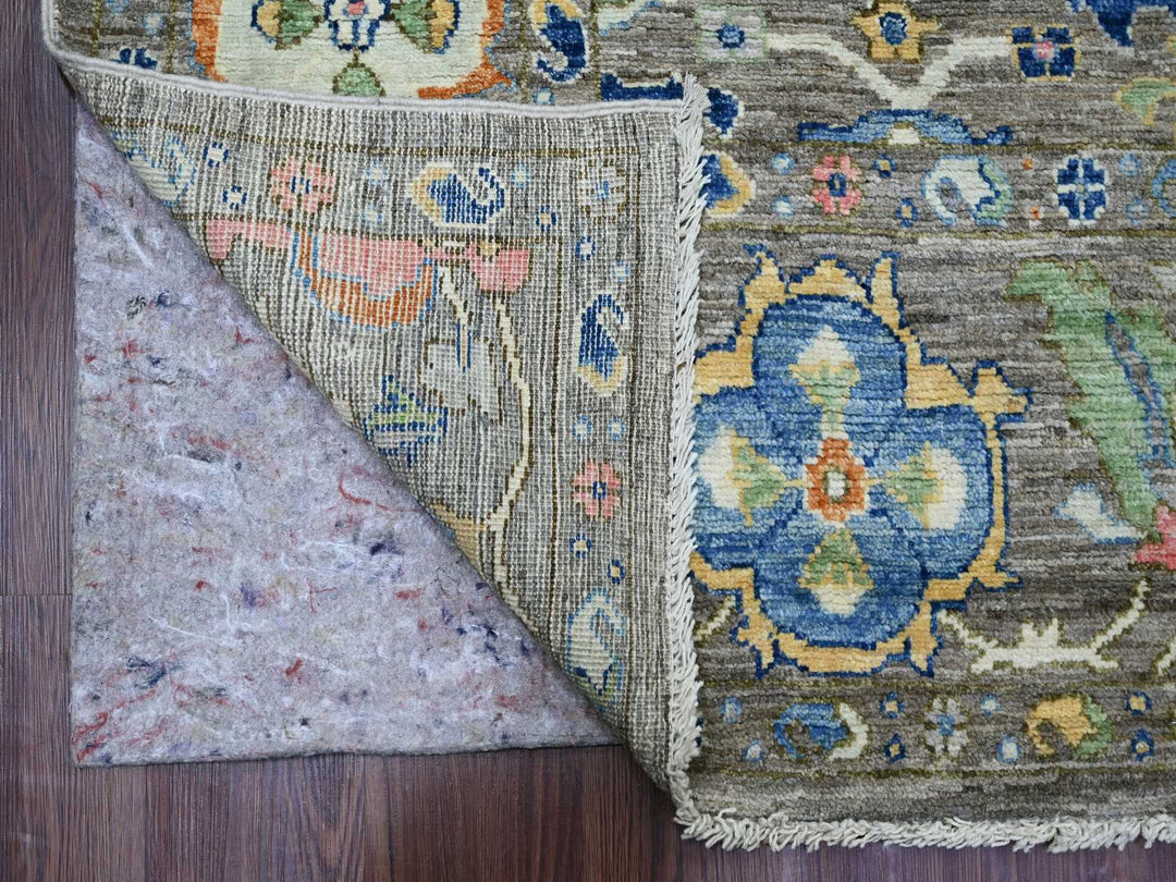 7'10" x 7'11" New Hand Knotted Grey Wool Square Oriental Rug - MOA10222682