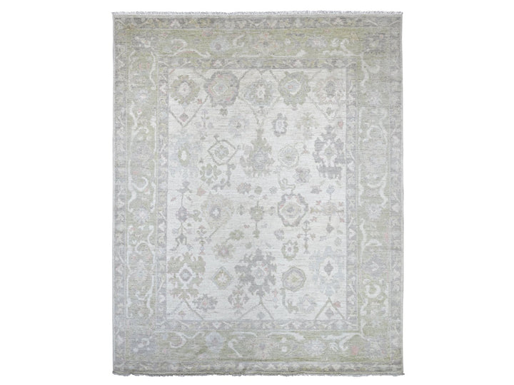 7'11" x 9'10" New Hand Knotted Ivory Wool Rectangle Oriental Rug - MOA10222683