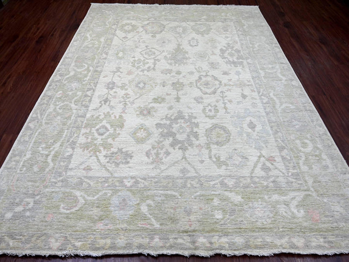 7'11" x 9'10" New Hand Knotted Ivory Wool Rectangle Oriental Rug - MOA10222683