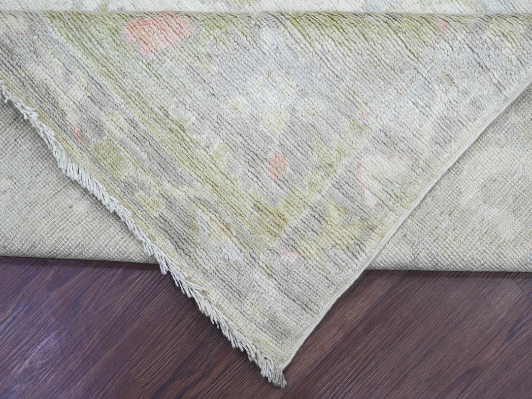7'11" x 9'10" New Hand Knotted Ivory Wool Rectangle Oriental Rug - MOA10222683