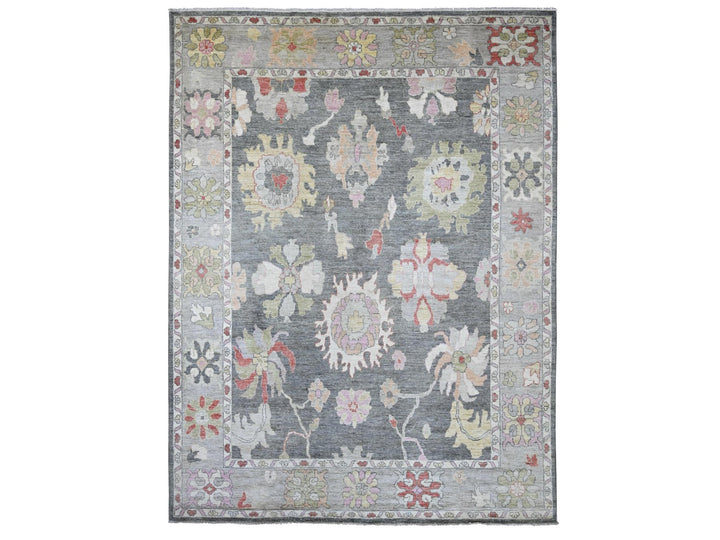 8'11" x 11'9" New Hand Knotted Grey Wool Rectangle Oriental Rug - MOA10222684