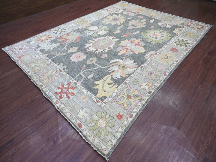 8'11" x 11'9" New Hand Knotted Grey Wool Rectangle Oriental Rug - MOA10222684