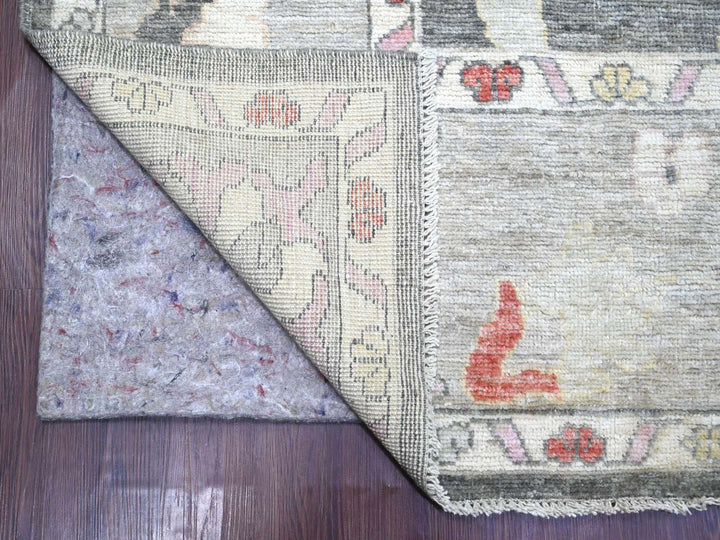 8'11" x 11'9" New Hand Knotted Grey Wool Rectangle Oriental Rug - MOA10222684