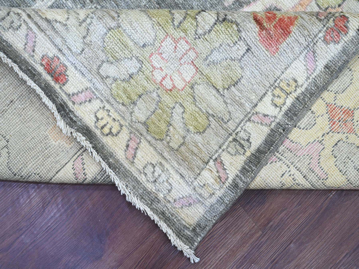 8'11" x 11'9" New Hand Knotted Grey Wool Rectangle Oriental Rug - MOA10222684