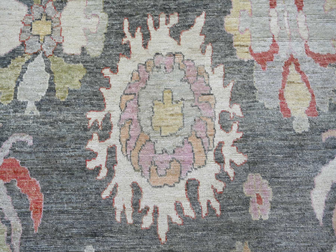 8'11" x 11'9" New Hand Knotted Grey Wool Rectangle Oriental Rug - MOA10222684