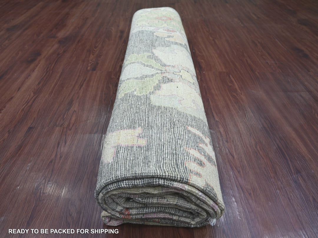 8'11" x 11'9" New Hand Knotted Grey Wool Rectangle Oriental Rug - MOA10222684