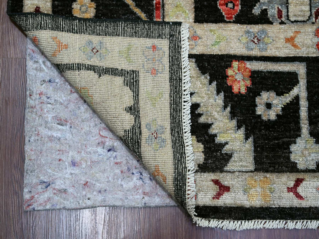 9'1" x 11'7" New Hand Knotted Black Wool Rectangle Oriental Rug - MOA10222685