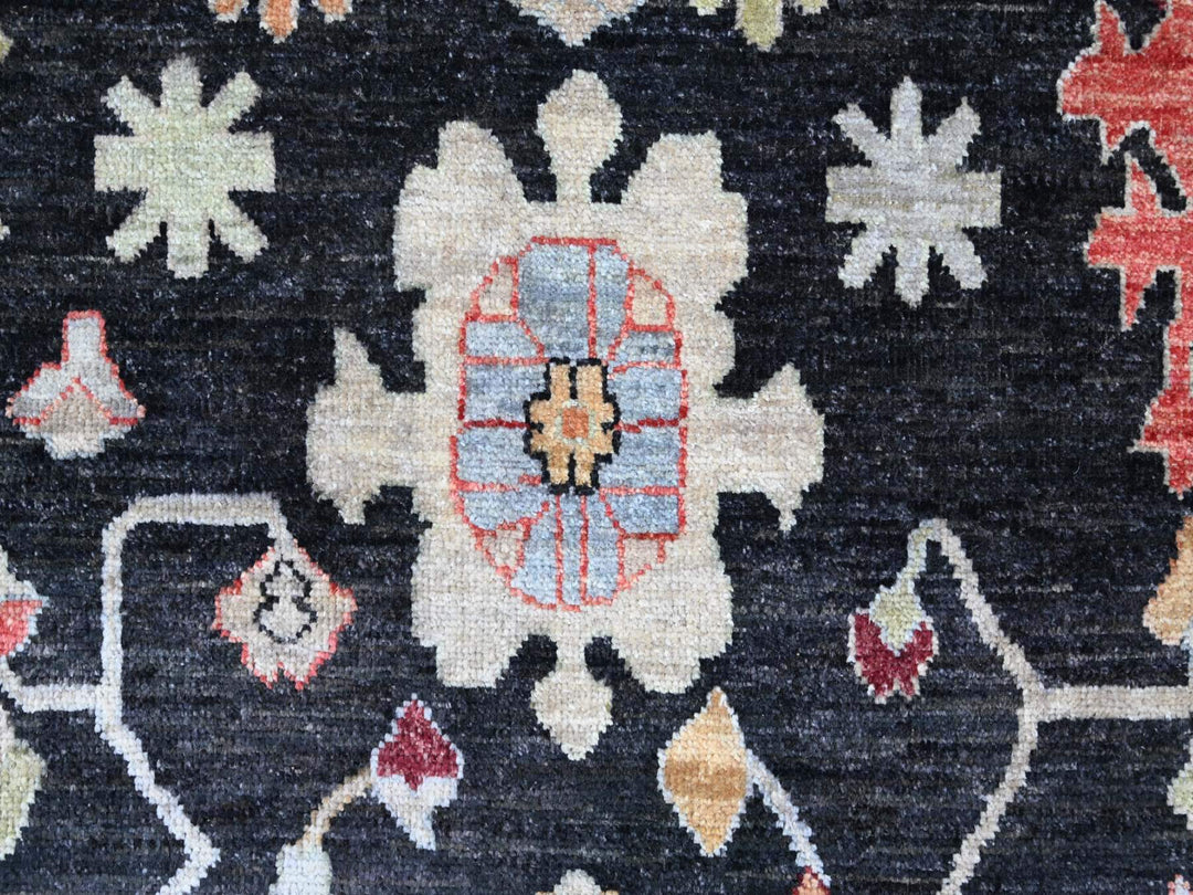 9'1" x 11'7" New Hand Knotted Black Wool Rectangle Oriental Rug - MOA10222685