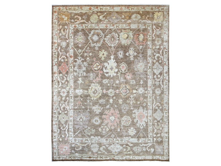 8'11" x 11'10" New Hand Knotted Brown Wool Rectangle Oriental Rug - MOA10222686