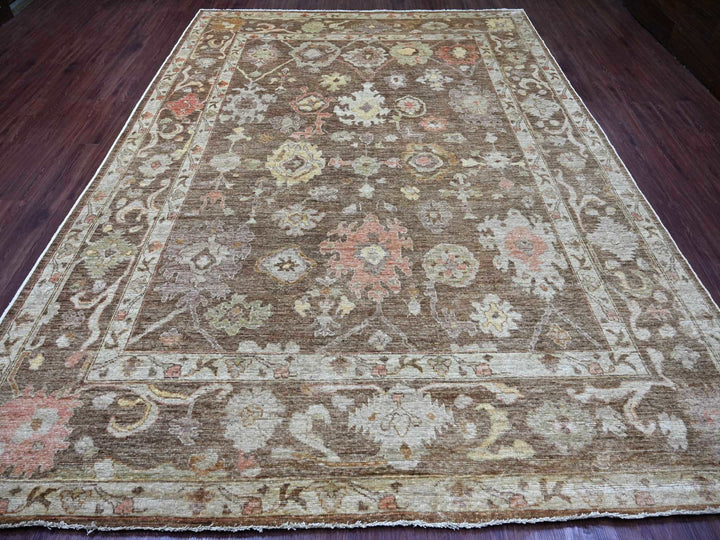 8'11" x 11'10" New Hand Knotted Brown Wool Rectangle Oriental Rug - MOA10222686