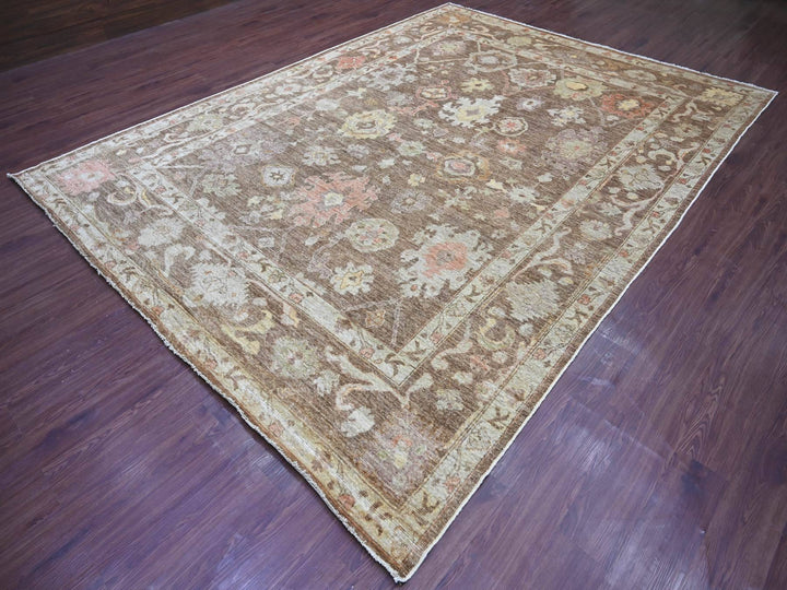 8'11" x 11'10" New Hand Knotted Brown Wool Rectangle Oriental Rug - MOA10222686