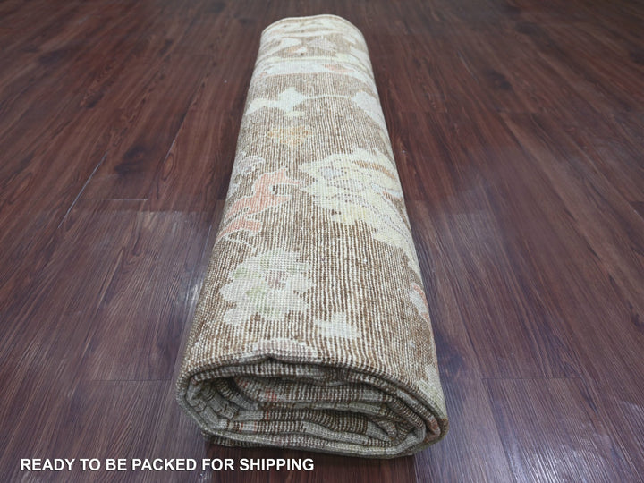 8'11" x 11'10" New Hand Knotted Brown Wool Rectangle Oriental Rug - MOA10222686