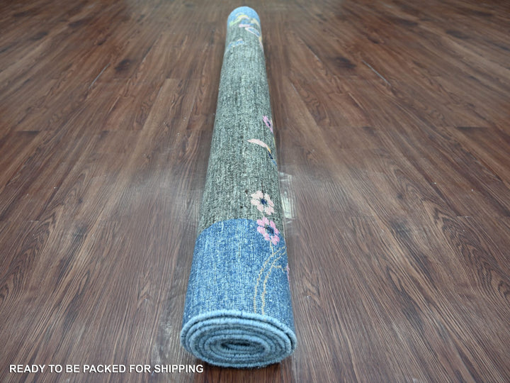 5'10" x 9'2" New Hand Knotted Grey Wool Rectangle Oriental Rug - MOA10222689