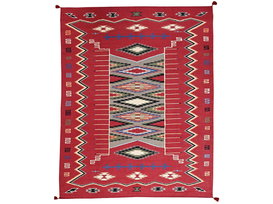 8'1" x 10'0" New Hand Woven Red Wool Rectangle Oriental Rug - MOA1022268